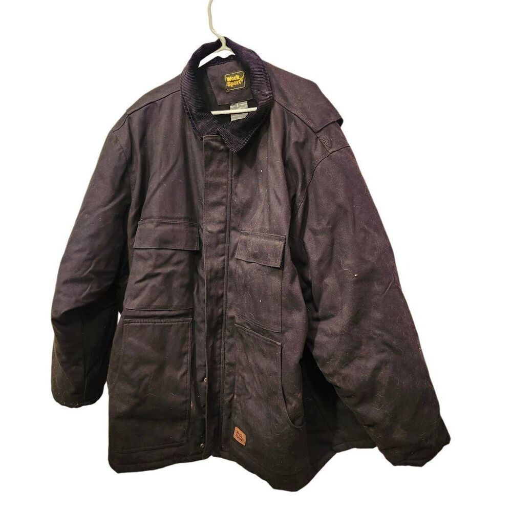 Men’s Work N Sport Zipper Canvas Jacket Size 4x Black Heavy Barn